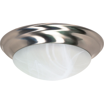 Nuvo Lighting 60/285  3 Light - 17" - Flush Mount - Twist & Lock with Alabaster Glass in Brushed Nickel Finish